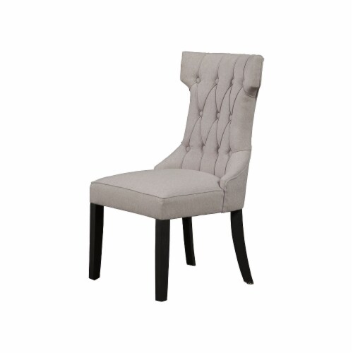Alpine Furniture Manchester Set of 2 Wood Dining Side Chairs in Light Grey-Black Perspective: front
