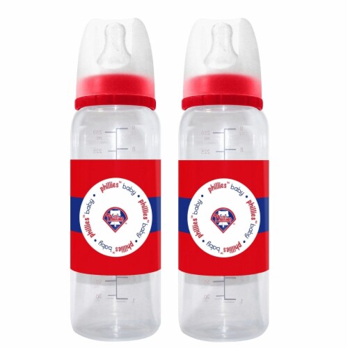 BabyFanatic Officially Licensed MLB Philadelphia Phillies 9oz Infant Baby Bottle 2 Pack Perspective: front