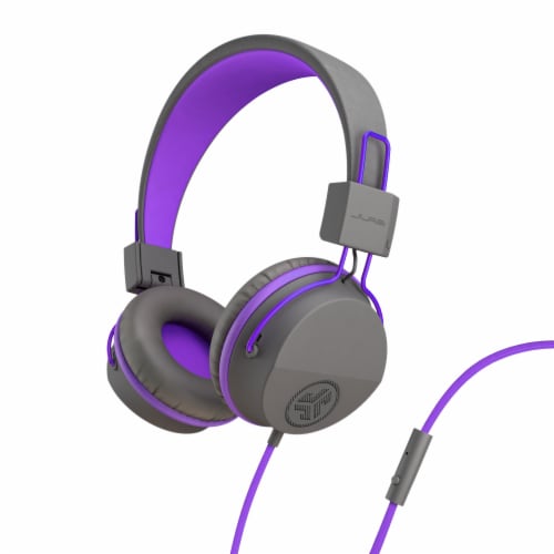 JLab Audio JBuddies Studio Kids Folding Headphones - Gray/Purple Perspective: front