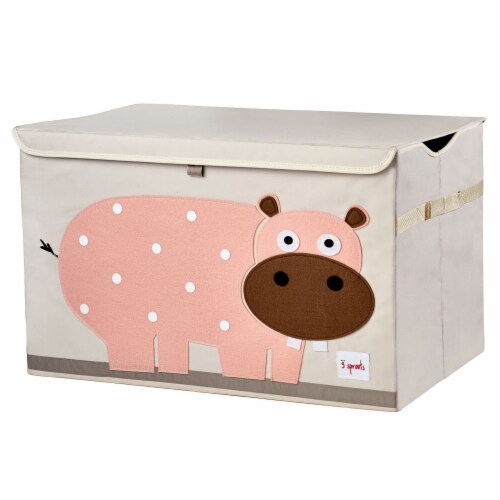 3 Sprouts Kids Toy Chest - Storage Trunk for Boys and Girls Room - Hippo Perspective: front