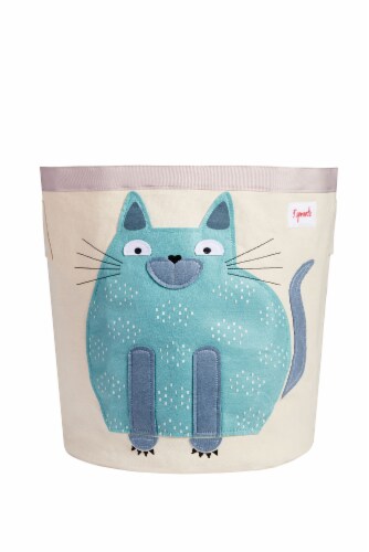3 Sprouts Canvas Storage Bin - Laundry and Toy Basket for Baby and Kids, Cat Perspective: front