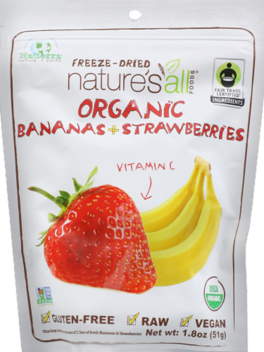 Nature's All Dried Fruit Bananas & Strawberrys Perspective: front