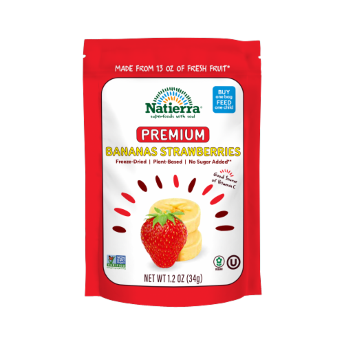 Natierra® Premium Freeze-Dried Bananas Strawberries Perspective: front