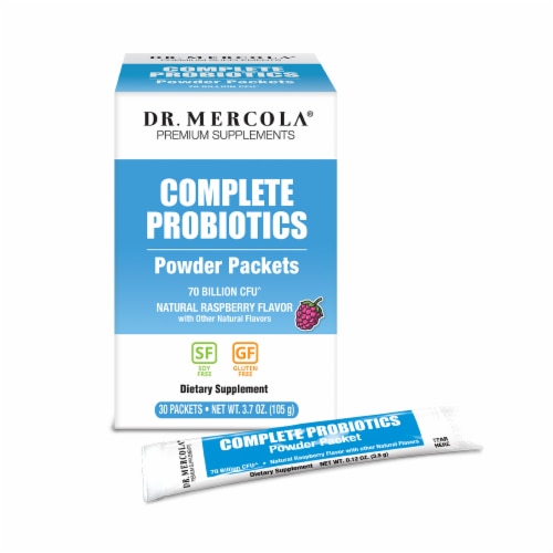 Mercola Complete 70 Billion CFU Probiotics Powder Packets Perspective: front
