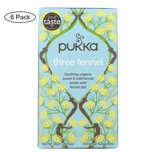 Pukka Three Fennel Herbal Tea Sachets Perspective: front