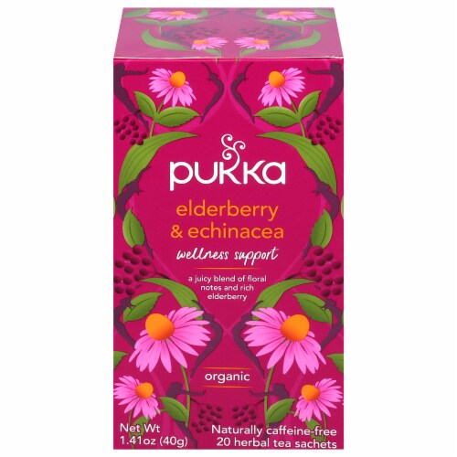 Pukka Organic Elderberry & Echinacea Fruit Tea Bags Perspective: front