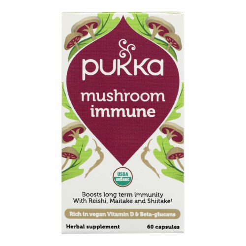Pukka Mushroom Gold Organic Herbal Supplement Capsules Perspective: front