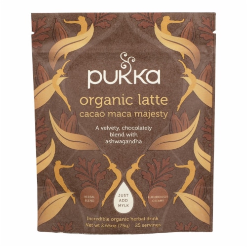 Pukka Organic Cacao Maca Majesty Latte Herbal Drink Perspective: front