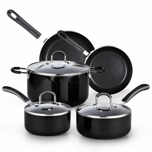 Cook N Home 3 qt. Aluminum Nonstick Sauce Pan with Lid in Black