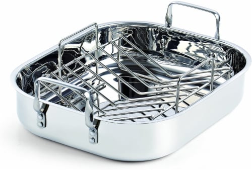 Cooks Standard 16-Inch by 13-Inch Stainless Steel Roaster with Rack Perspective: front