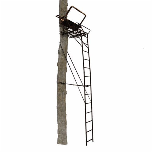 Muddy Partner 17-Foot Tall Adjustable 2-Person Hunting Deer Ladder Tree Stand Perspective: front