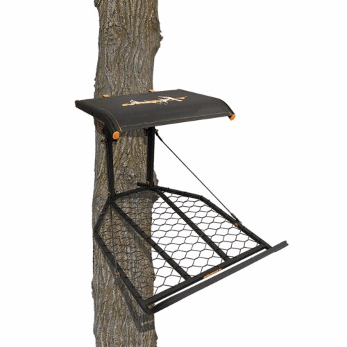 Muddy The Boss XL Wide Stance Hang On 1 Person Deer Hunting Tree Stand Platform Perspective: front