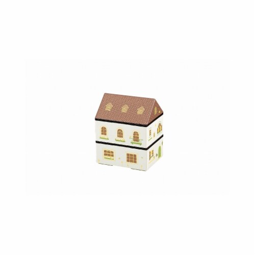 Microwaveable White European House 2-Tier Lunch Box Perspective: front