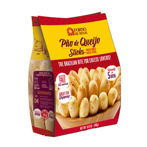 Forno De Minas Pao de Queijo Frozen Baked Cheese Sticks Perspective: front