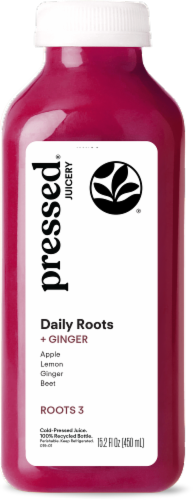 Pressed® Juicery Daily Roots + Ginger Juice Perspective: front