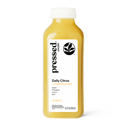 Pressed® Juicery Daily Citrus and Pineapple Mint Juice Perspective: front