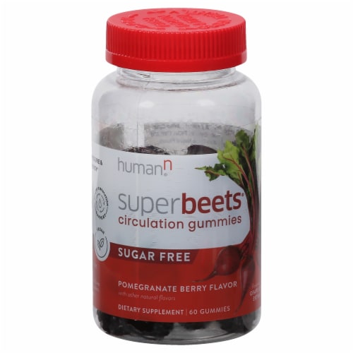 Superbeets® Sugar Free Circulation Pomegranate Berry Vegan Gummies Perspective: front