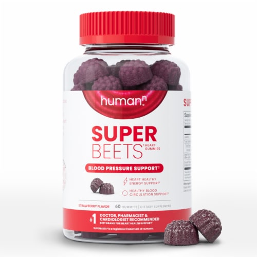 HumanN SuperBeets Strawberry Heart Gummies Perspective: front