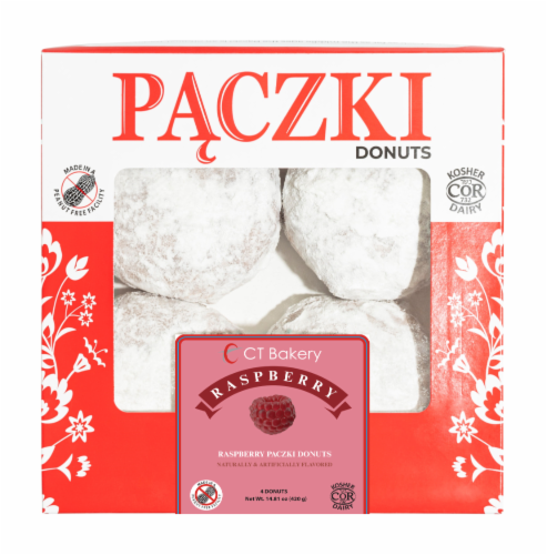 CT Bakery Raspberry Paczki Donuts Perspective: front