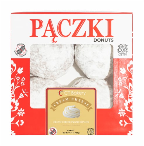 CT Bakery Cream Cheese Flavored Paczki Donuts Perspective: front