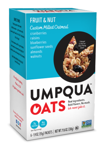 Umpqua OatsInsane Grains Fruit & Nut Fusion Oatmeal with Quinoa & Chia Gluten Free 6 Count Perspective: front
