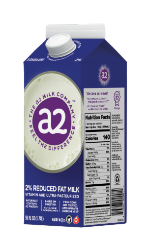 a2 Milk 2% Reduced Fat Milk Perspective: front