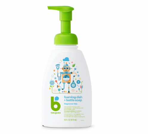 Babyganics Fragrance Free Foaming Dish and Bottle Soap, 16 fl oz