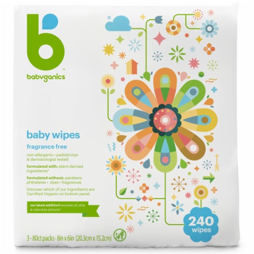 Babyganics Baby Wipes 240 Count Perspective: front