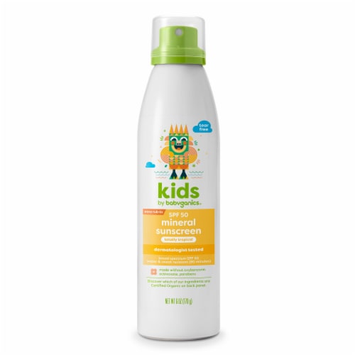 BABYGANICS Kids All-Mineral Continuous Sunscreen Spray SPF 50 Totally Tropical Perspective: front