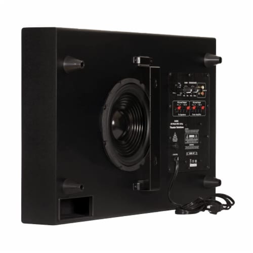 Theater Solutions by Goldwood 250 Watt 8 Inch Slim Home Theater Subwoofer, Black Perspective: front