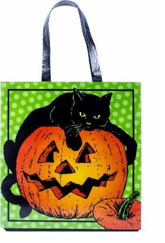 Black Cat Resuable Tote Bag Perspective: front