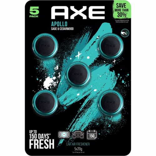 Axe Mini Vent Clip Car Air Freshener, Apollo (5 Pack) - Sage