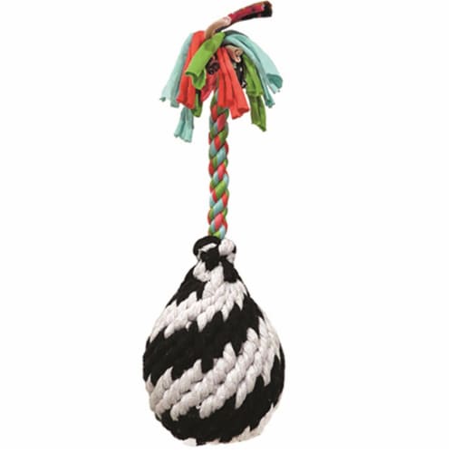 Schoochie Pet 521 Large Super Squeak Rope Roll Ball Plush Dog Toy- 11 in. Perspective: front