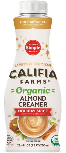 Califia Farms® Organic Holiday Spice Almond Milk Coffee Creamer Perspective: front