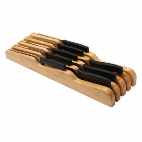 YBM Home 317 Bamboo In Drawer Knife Block - 5.3 in. Perspective: front