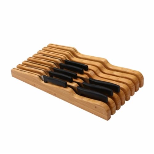 YBM Home 318 Bamboo In Drawer Knife Block - 8.75 in. Perspective: front