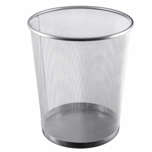YBM Home 2485vc 4.75 gal Steel Mesh Round Open Top Waste Basket Wire Bin Trash Can Perspective: front