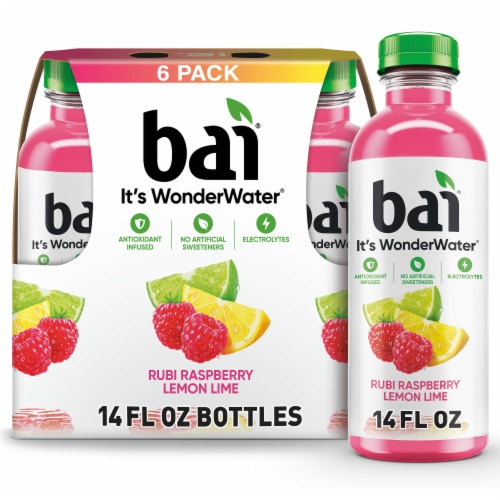 Bai Raspberry Lemon Lime Antioxidant Infused Water Beverage Bottle Perspective: front