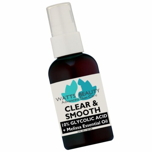 Watts Beauty Clear and Smooth Glycolic Leave on AHA Serum for Face & Body 2 oz Perspective: front