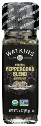 Watkins Organic Peppercorn Blend Grinder Perspective: front