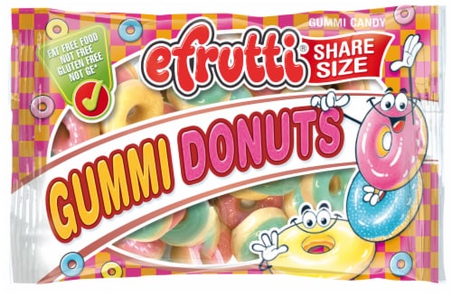 efrutti Gummi Donuts Share Size Gummy Candy Perspective: front