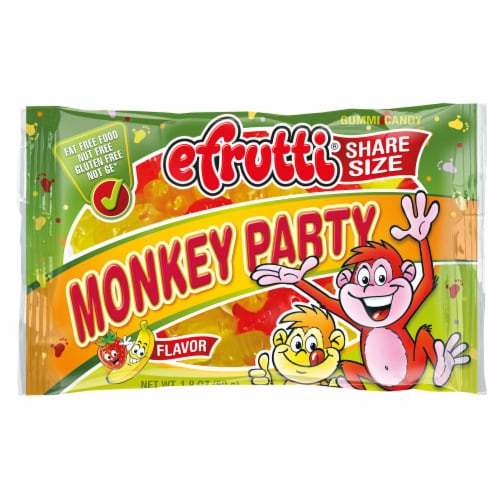 efrutti Monkey Party Strawberry Banana Flavor Gummi Candy Perspective: front