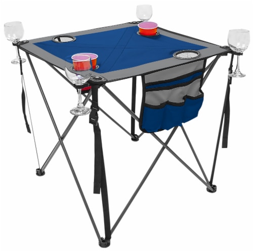 Creative Outdoor Folding Wine Table - Blue/Gray Perspective: front