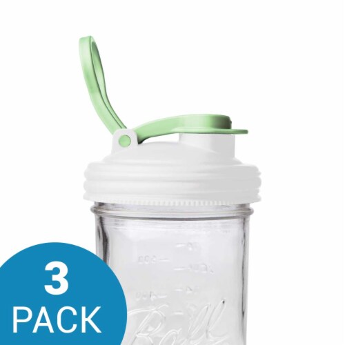 reCAP® Mason Jars Lid POUR cap | Wide Mouth | Natural/GlowGreen | Set of 3 Perspective: front
