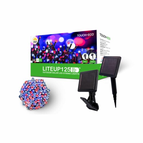 Touch of ECO TOE296 Liteup125 USA Solar String Lights Red White