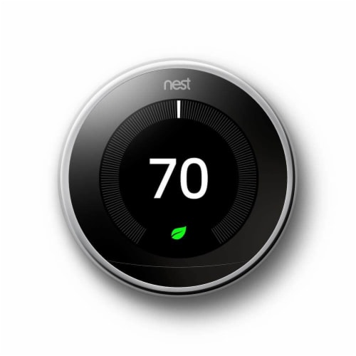 Google Nest T3019US Learning Thermostat 3rd Gen - Polished Steel Perspective: front