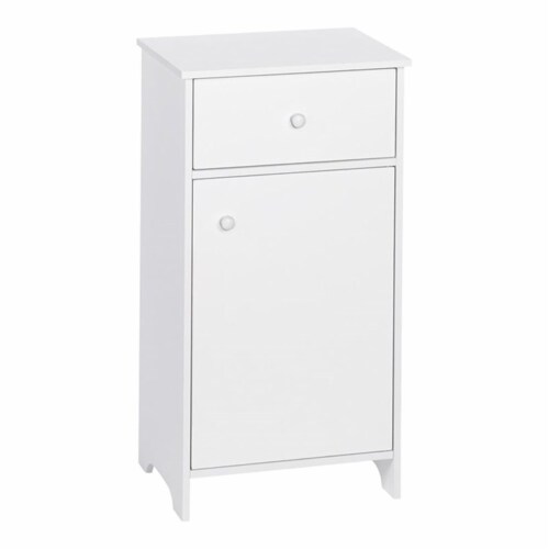 Medford Collection 15.75 in. W x 11.75 in. D 29.25 in. H Single Door Floor Cabinet with Drawer in White Medford Collection 15.75 in. W x 11.75 in. D 29.25 in. H Single Door Floor Cabinet with Drawer in White