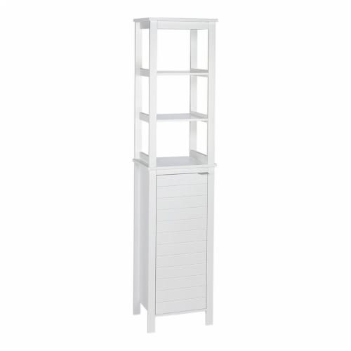 RiverRidge Madison Transitional Wood Linen Tower with Open Shelves in White Perspective: front
