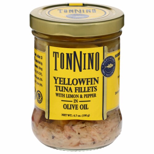 Tonnino Lemon & Pepper Tuna Fillets in Olive Oil Perspective: front