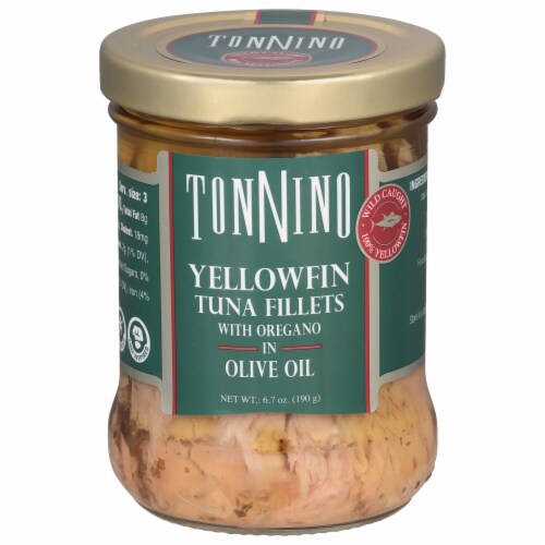 Tonnino Tuna Fillets with Oregano in Olive Oil Perspective: front
